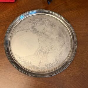 Vintage 12” Round Silver-Plated Serving Tray